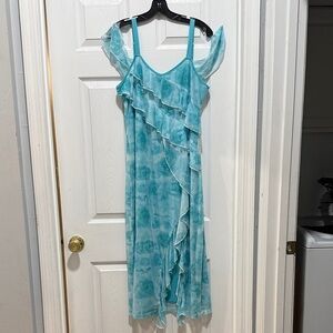 Elegant Blue Floral Dress